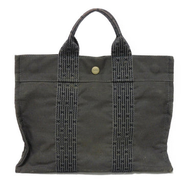 HERMES Tote Bag Yale Line PM Nylon Canvas Handbag Snap Button W Dark Gray Men's Women's