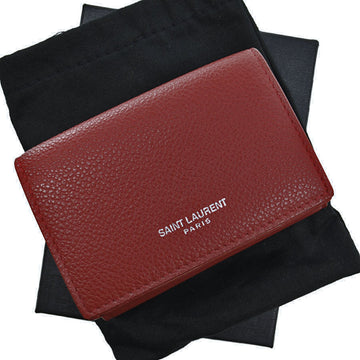 SAINT LAURENT Wallet Red Leather Tri-Fold Ladies 459784