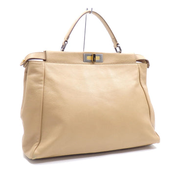 FENDI Handbag Beakaboo Large Beige Alabama Kid Calf 8BN210 Leather Women Men Unisex