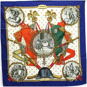 HERMES Silk Scarf Stole Muffler Carre 90 NAPOLEON Blue x Multicolor  | Ladies