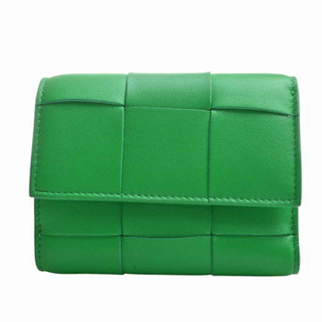 BOTTEGA VENETA Maxi Intrecciato Leather Cassette Trifold Wallet 651372 Green