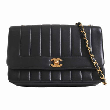 Chanel lambskin Mademoiselle here mark chain shoulder bag black