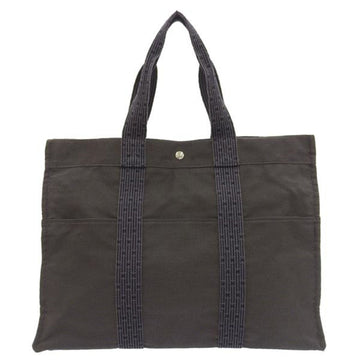 HERMES Canvas Yale Line GM Tote Bag Gray Ladies