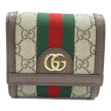 GUCCI wallet Beige Brown leather GG canvas 598662