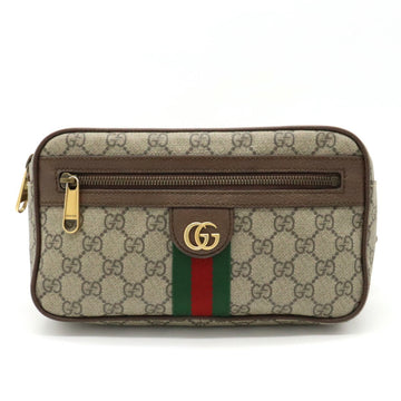 GUCCI Ophidia GG Supreme Belt Bag Body Waist PVC Leather Khaki Beige Mocha Brown 574796