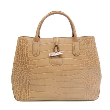 LONGCHAMP Roseau 1986 858 484 Women's Leather Handbag,Tote Bag Dark Beige