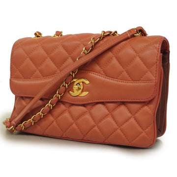 CHANEL Shoulder Bag Matelasse W Chain Lambskin Pink Gold Hardware Women's