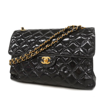 Chanel Matelasse Double Face W Chain Women's Leather Shoulder Bag Black