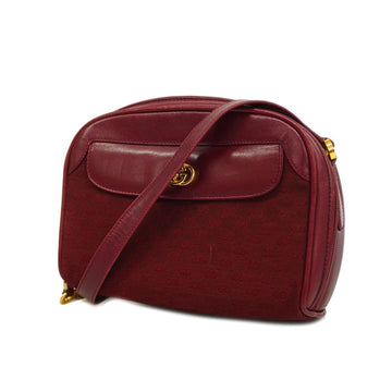 GUCCI Shoulder Bag Micro GG 001 261 1017 Nylon Canvas Leather Bordeaux Gold Hardware Women's