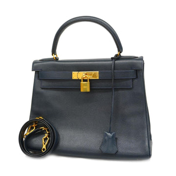 HERMES handbag Kelly 28 〇T stamp Couchevel navy gold hardware ladies