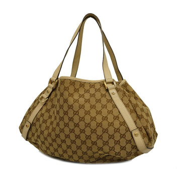 GUCCI Tote Bag GG Canvas Abby 130736 Leather Beige Gold Hardware Women's
