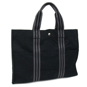 HERMES Tote Bag Four GM Black Gray Cotton Canvas Large Women's Men's