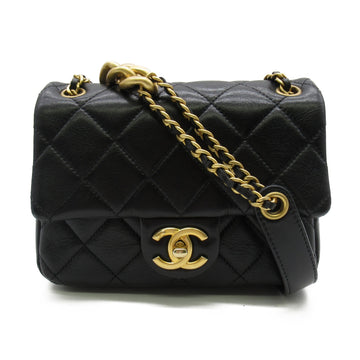 CHANEL Matelasse ChainShoulder Bag Black Lambskin [sheep leather]