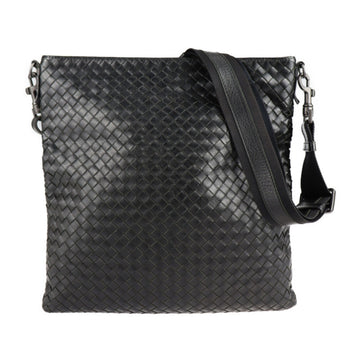 BOTTEGA VENETA intrecciato shoulder bag 276356 leather black diagonal crossbody messenger