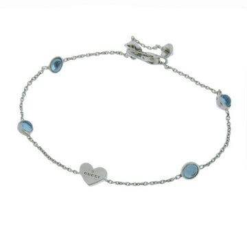 GUCCI SV925 Colored Stone Heart Bracelet Silver Women's