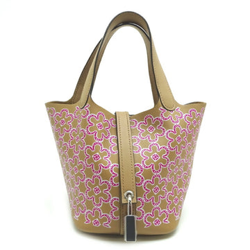Hermes Picotin Lock Micro Lucky Daisy U Engraved Women's Handbag Swift Chai Rose