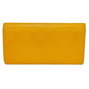 LOUIS VUITTON Long Wallet Portefeuille Braza Logo Embossed Mustard Yellow Old Model Bifold Damier Infini Solar N63146 Men's Bill Purse