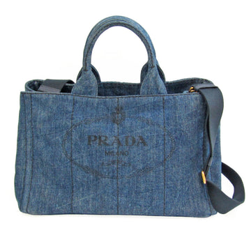 PRADA Canapa Denim B1877B Women's Denim Handbag,Shoulder Bag Navy