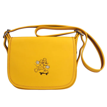 COACH Disney Limited Collaboration Mickey Shoulder Bag Leather Yellow Women's