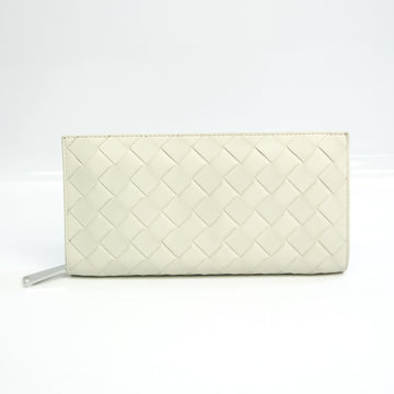 BOTTEGA VENETA Intrecciato Unisex Leather Long Wallet [bi-fold] Off-white