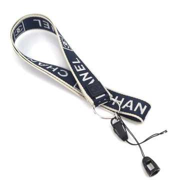 CHANEL neck strap nylon navy system unisex