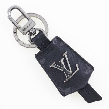 LOUIS VUITTON Porte Cle Cloche Keychain Key Ring M63620 x Monogram Eclipse Canvas Black/Silver Hardware CX0240 Unisex