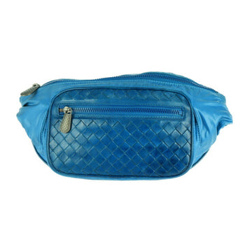 BOTTEGA VENETA intrecciato body bag 245179 nylon leather blue hip waist pouch