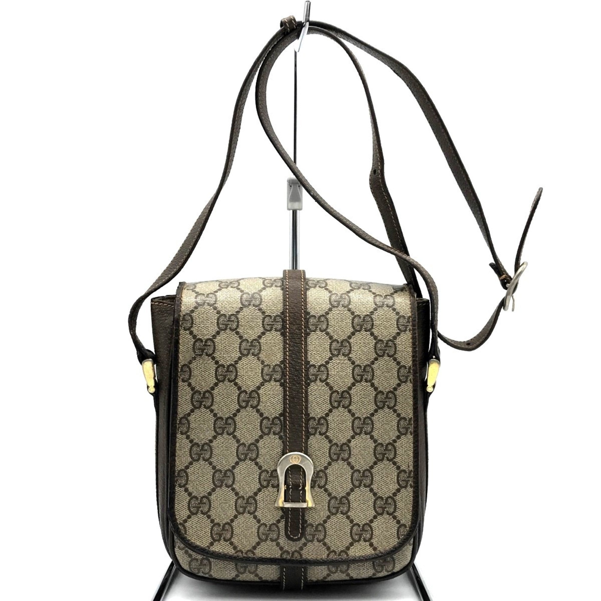 GUCCI Old GG Pattern Shoulder Bag Crossbody Brown Supreme