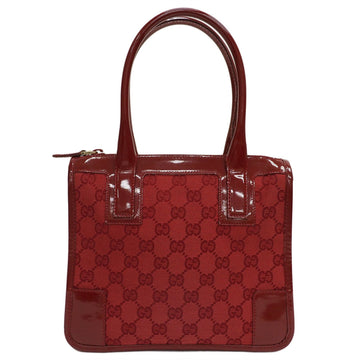 GUCCI GG Canvas Handbag Patent Leather Red 000-0856 Women's