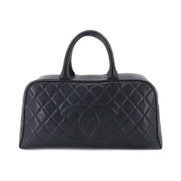 CHANEL Matelasse Boston Bag Caviar Skin Leather Black A20997 Gold Hardware Vintage