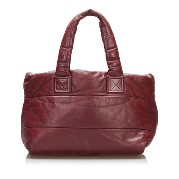 CHANEL Coco Coon MM Handbag Tote Bag Red Bordeaux Leather Ladies