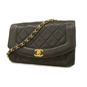 Chanel Shoulder Bag Matelasse Diana Flap Single Chain Lambskin Black Gold metal