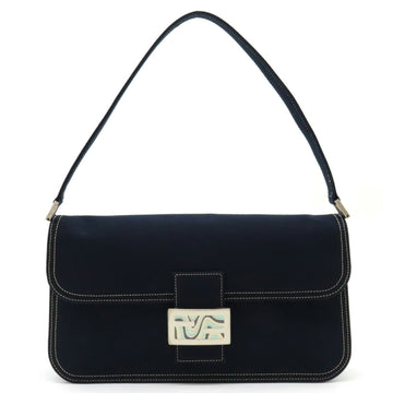 FENDI Mamma Bucket Shoulder Bag Canvas Navy