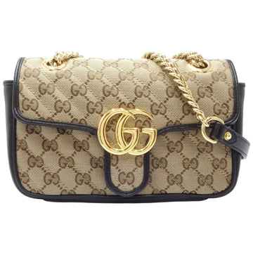 GUCCI Crossbody Mini Bag GG Marmont 446744 Shoulder Canvas Beige Black 450102