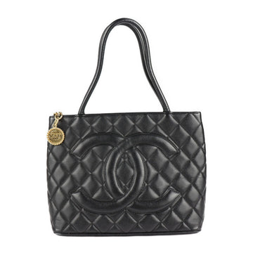 Chanel Reprinted Tote Matelasse Handbag A01804 Caviar Skin Black Gold Hardware Decaco Mark Shoulder Bag