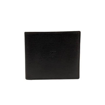 LOEWE Anagram Logo Engraved All Leather Genuine Bifold Wallet Mini Black