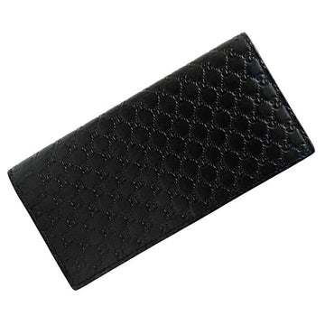 Gucci Bifold Long Wallet Black Micro Shima 449245 Leather GUCCI Clear Pocket GG Men's Fold