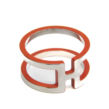 HERMES Metal Scarf Ring Orange,Silver H en Rond