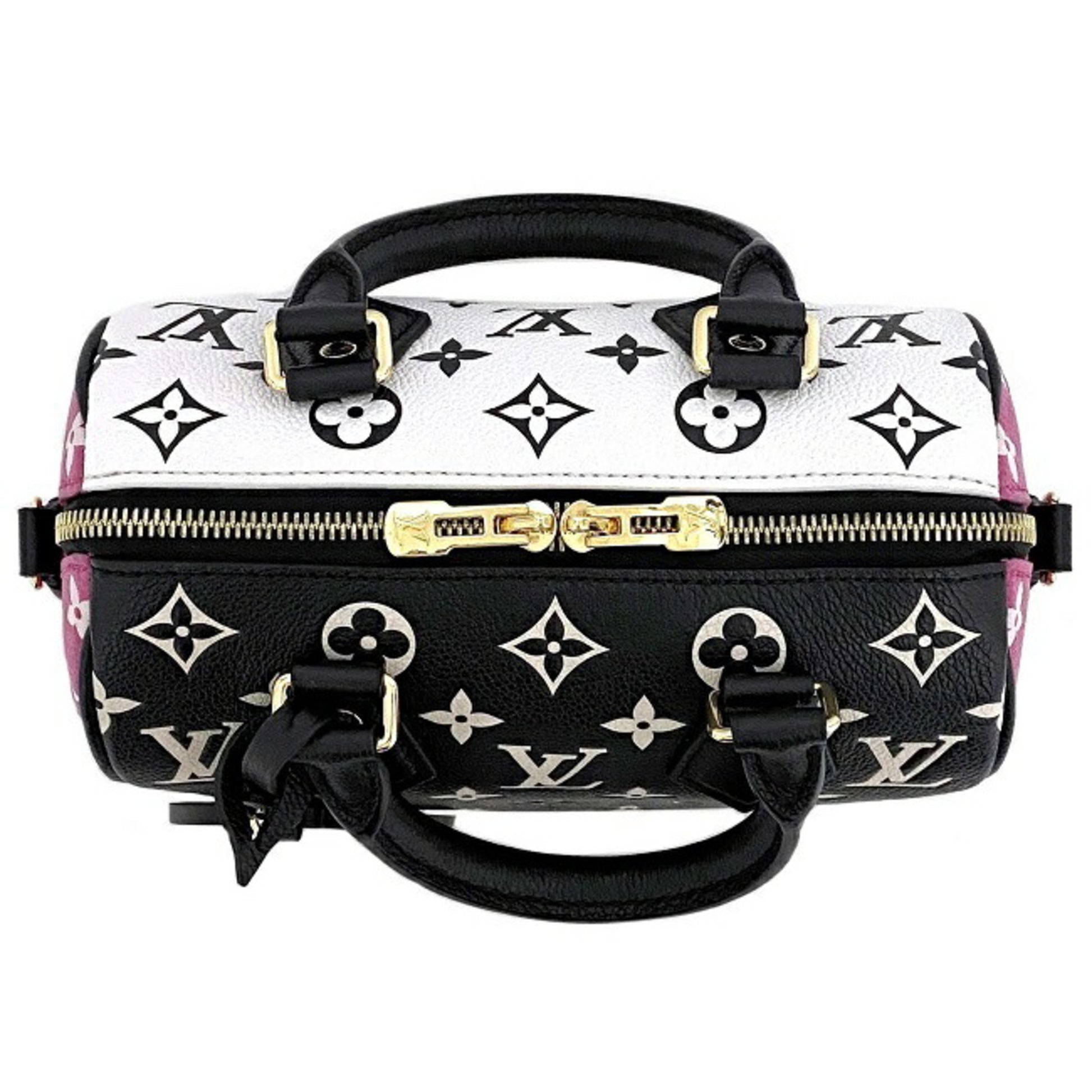 Handbag Speedy Bandouliere 20 Black White Pink Monogram Implant M46088