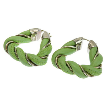 BOTTEGA VENETA SV925 Leather Twist Triangle Earrings Green Women's