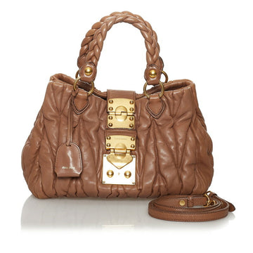 Miu Miu Miu Materasse Handbag Shoulder Bag Brown Leather Ladies MIUMIU
