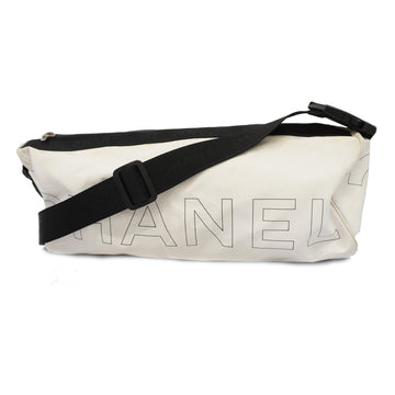 Chanel shoulder bag sports line nylon white/black silver metal