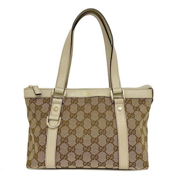 Gucci handbag beige 141471 213048 tote bag canvas leather GUCCI ladies GG pattern