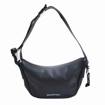 BALENCIAGA leather shoulder bag 664763 black ladies