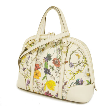 GUCCIAuth  Flora 2way Bag 309617 Women's Leather Boston Bag,Shoulder Bag Ivory