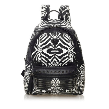 MCM Glam Zebra Studs Backpack/Daypack Black White PVC Leather Women's