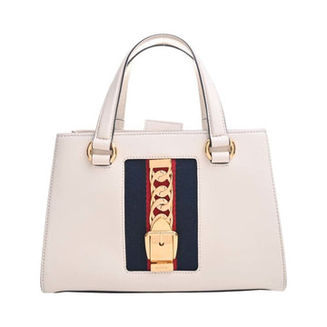 GUCCI Leather Sylvie Handbag 460381 White Ladies