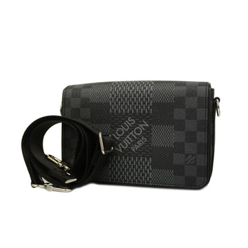 LOUIS VUITTON Shoulder Bag Damier Graphite Studio Messenger N50013 Black Gray Men's