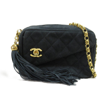 CHANEL ChainShoulder Bag Green Dark green Suede Velor