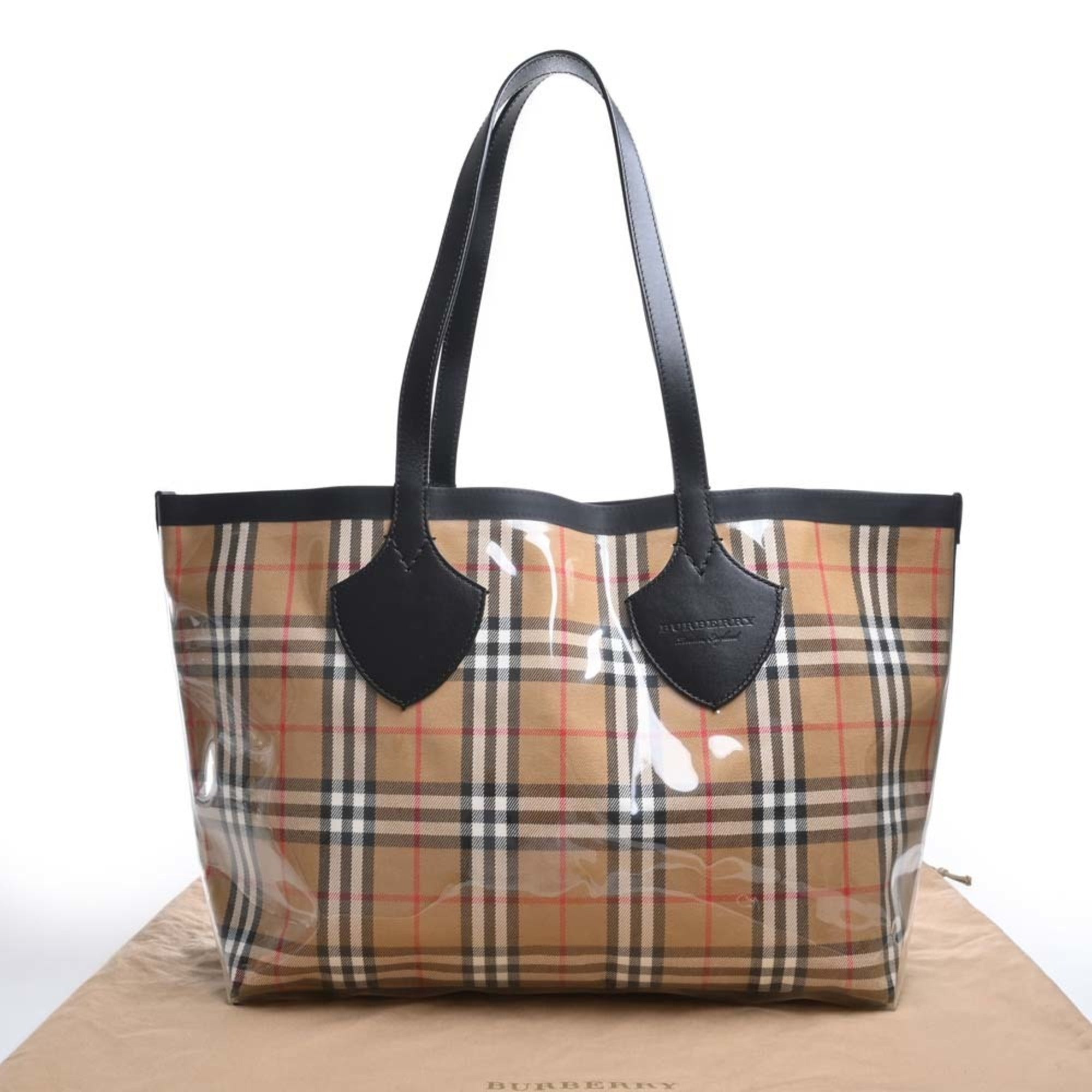 BURBERRY Canvas Vinyl Leather Nova Check Reversible Tote